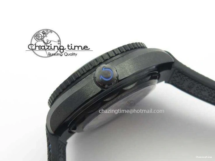 0428 Unique Planet Ocean 45mm Real Ceramic Blue BP-Maker Best Edition Black Dial On Nylon Rubber Strap A 8184